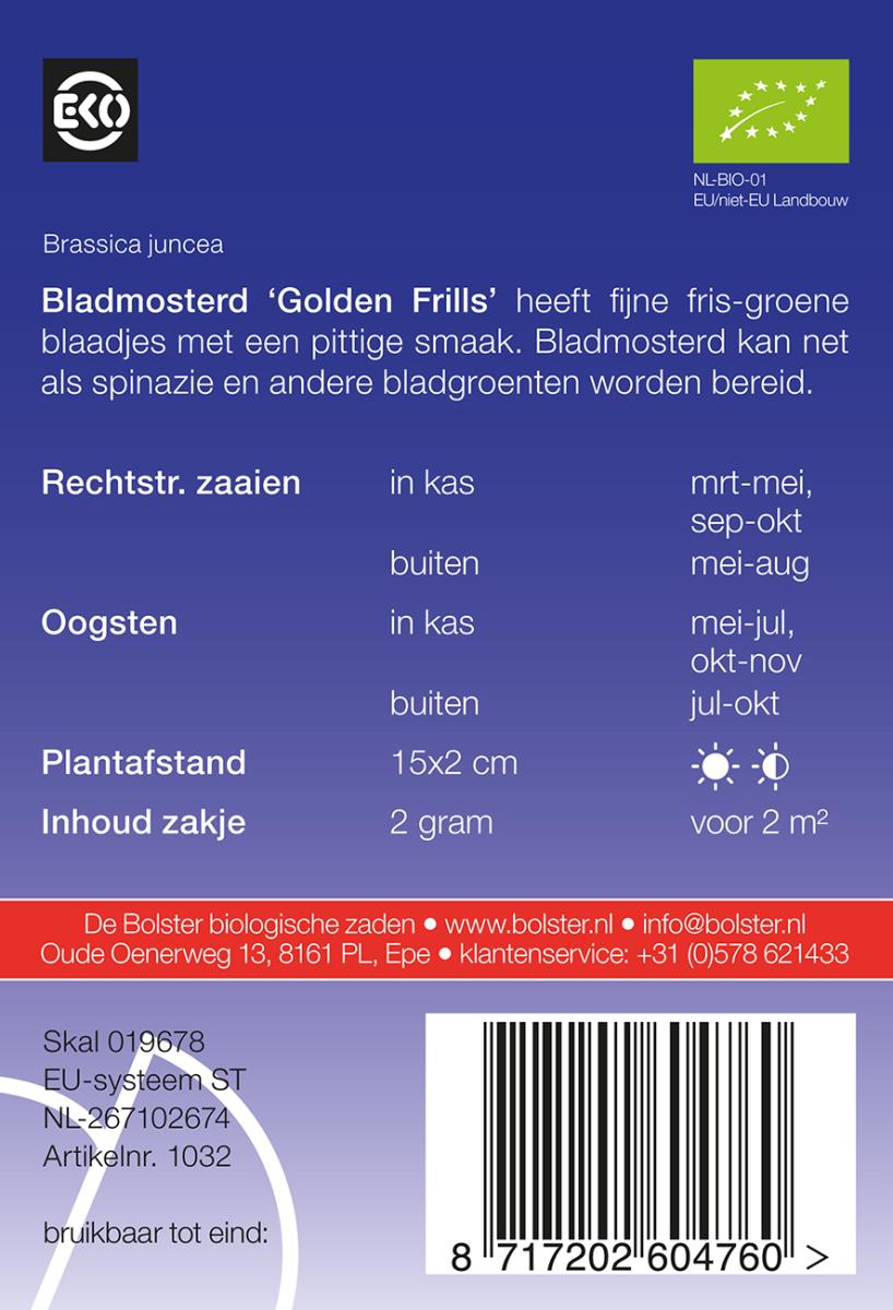 Bladmosterd 'Golden Frills'  Biologisch - Feggies