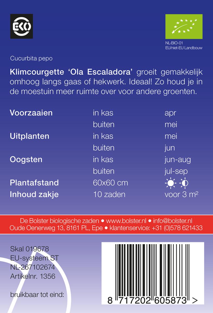 Klimcourgette 'Ola Escaladora' Biologisch - Feggies
