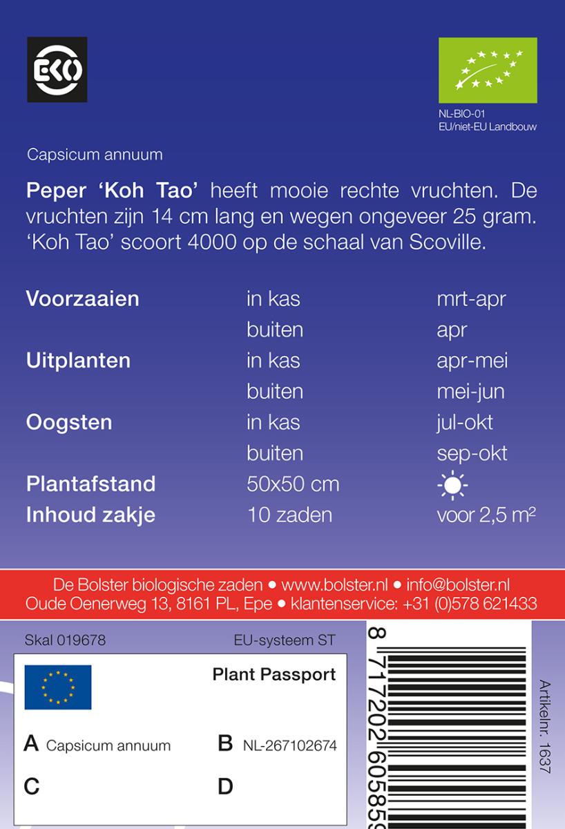 Peper 'Koh Tao' Biologisch - Feggies