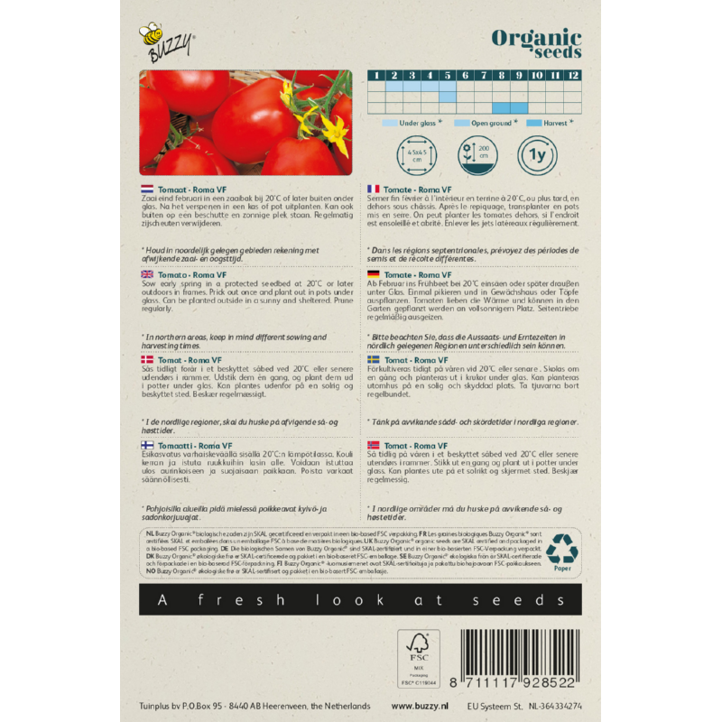 Organic Tomaten Roma VF zaden - Feggies