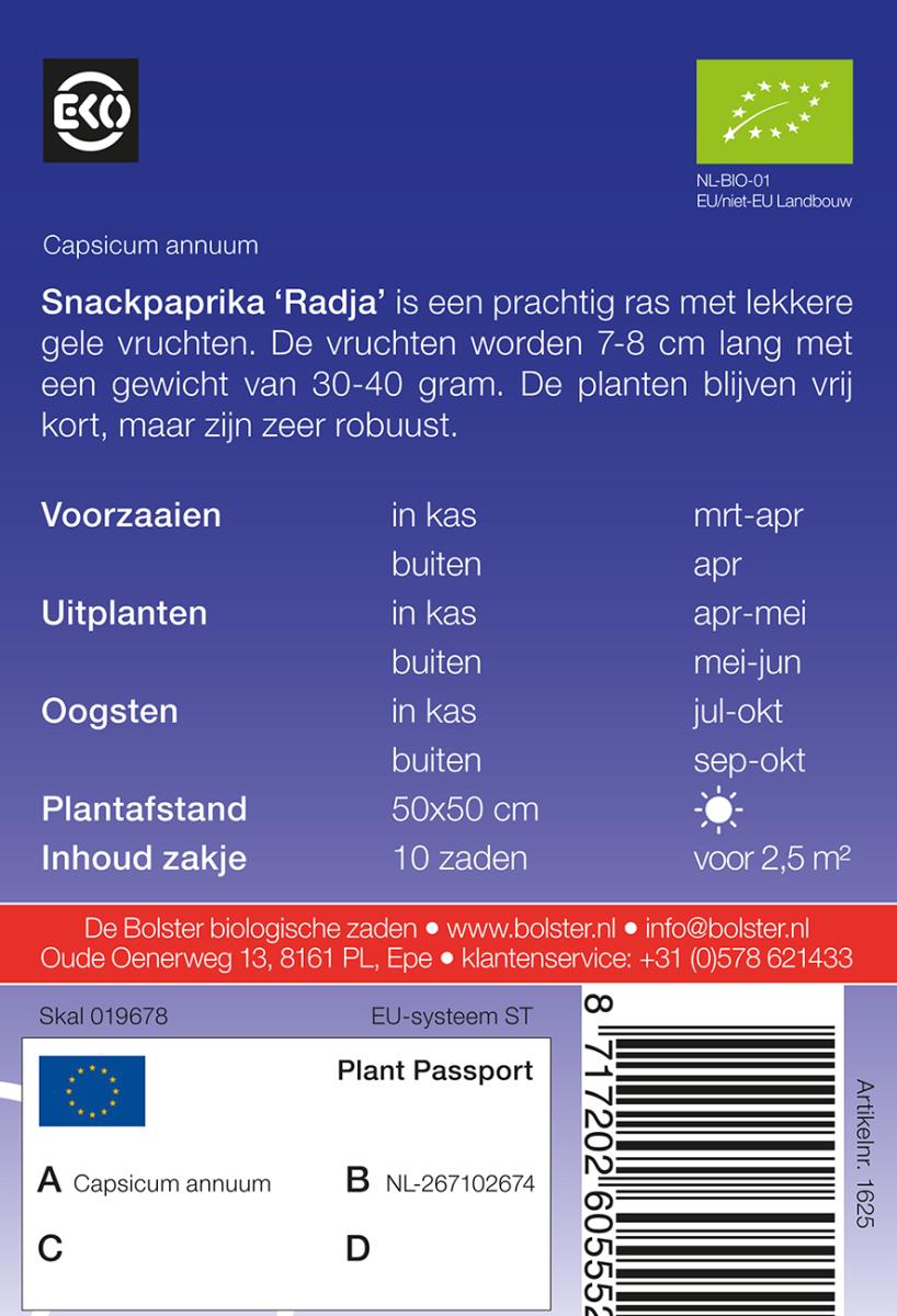 Snackpaprika 'Radja' Biologisch - Feggies