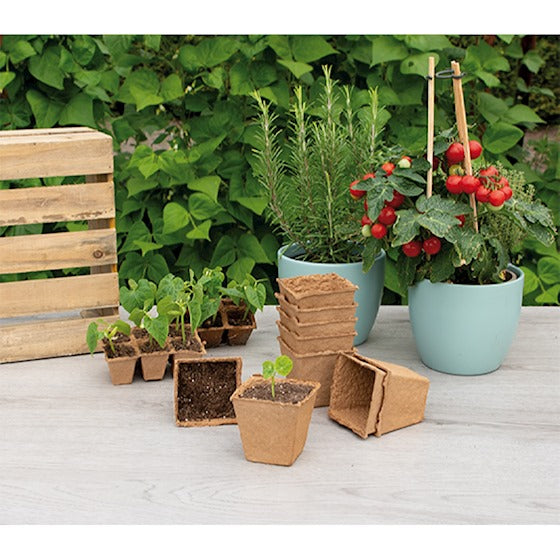 SOGO Biologische turfpotjes 8cm vierkant 10st - Feggies