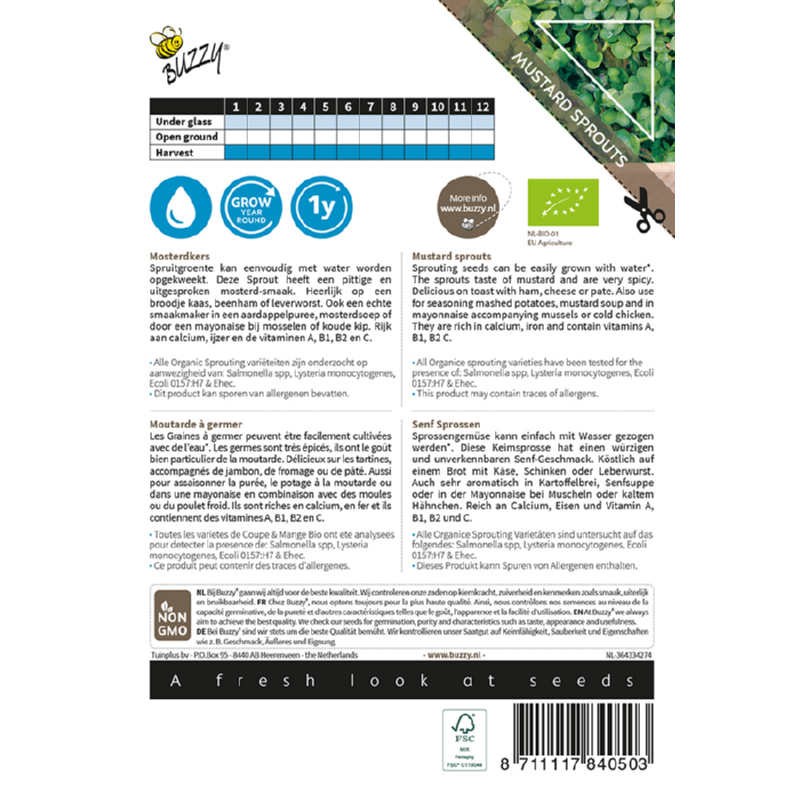 Organic sprouting mosterdkers zaden - Feggies